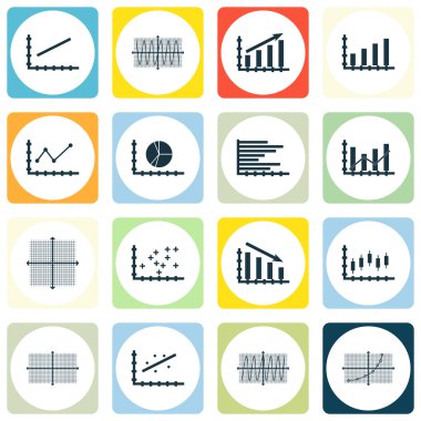 Grafikler, diyagramlar ve istatistik simgeler kümesi. Premium Kalite simgesi derleme. Simgeler, Web, uygulama ve kullanıcı arabirimi tasarımı için kullanılabilir. Vektör çizim, Eps10.