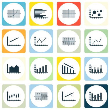 Grafikler, diyagramlar ve istatistik simgeler kümesi. Premium Kalite simgesi derleme. Simgeler, Web, uygulama ve kullanıcı arabirimi tasarımı için kullanılabilir. Vektör çizim, Eps10.