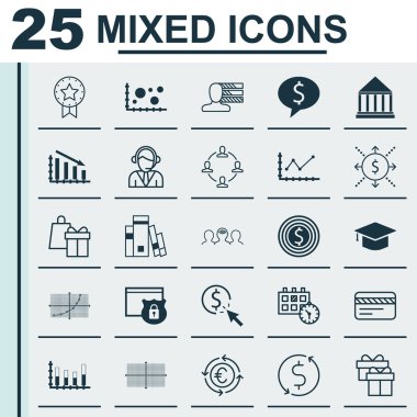25 evrensel düzenlenebilir simgeler kümesi. Web, mobil ve App tasarım için kullanılabilir. Hizalamak, iş hedefi, iş anlaşması ve daha fazlası gibi simgeleri içerir.