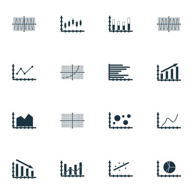 Grafikler, diyagramlar ve istatistik simgeler kümesi. Premium Kalite simgesi derleme. Simgeler, Web, uygulama ve kullanıcı arabirimi tasarımı için kullanılabilir. Vektör çizim, Eps10.