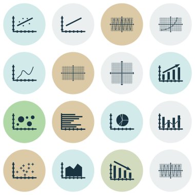 Grafikler, diyagramlar ve istatistik simgeler kümesi. Premium Kalite simgesi derleme. Simgeler, Web, uygulama ve kullanıcı arabirimi tasarımı için kullanılabilir. Vektör çizim, Eps10.