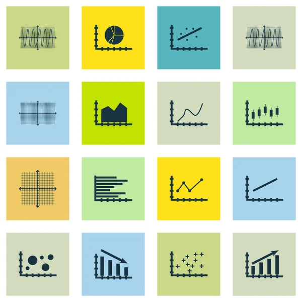 Serie di grafici, diagrammi e icone statistiche. Collezione Premium Quality Symbol. Le icone possono essere utilizzate per Web, App e Ui Design. Illustrazione vettoriale, EPS10 . — Vettoriale Stock