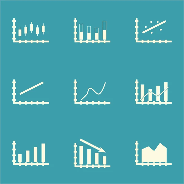Set Of Graphs, Diagrams And Statistics Icons. Premium Quality Symbol Collection. Icons Can Be Used For Web, App And UI Design. Vector Illustration, EPS10. — Stock Vector