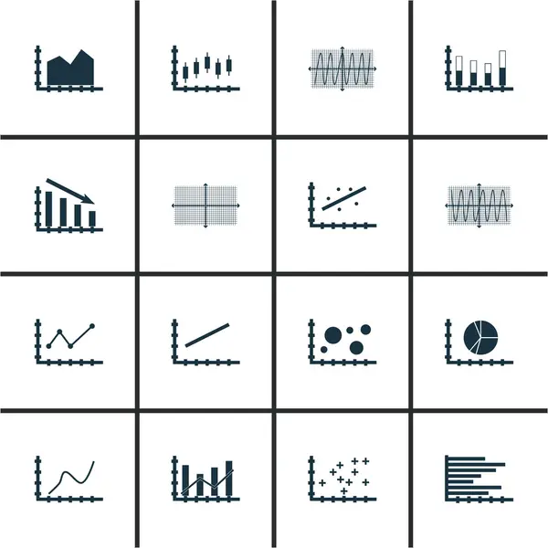 Conjunto de gráficos, diagramas e iconos estadísticos. Colección de Símbolos de Calidad Premium. Los iconos se pueden utilizar para el diseño de la tela, de la aplicación y de Ui. Ilustración vectorial, EPS10 . — Vector de stock