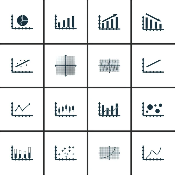 Conjunto de gráficos, diagramas e iconos estadísticos. Colección de Símbolos de Calidad Premium. Los iconos se pueden utilizar para el diseño de la tela, de la aplicación y de Ui. Ilustración vectorial, EPS10 . — Vector de stock