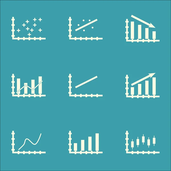 Set Of Graphs, Diagrams And Statistics Icons. Premium Quality Symbol Collection. Icons Can Be Used For Web, App And UI Design. Vector Illustration, EPS10. — Stock Vector