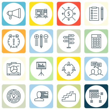 Yenilik, Kişisel Beceri ve para konuları üzerinde proje yönetimi simgeler kümesi. Düzenlenebilir vektör çizim. Takım çalışması, içerir beyin fırtınası ve liste vektör simgeleri.