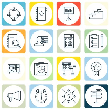 Fırsat, büyüme ve işbirliği konuları üzerinde proje yönetimi simgeler kümesi. Düzenlenebilir vektör çizim. Office, içindekiler simgeler vektör garanti ve tarihi.