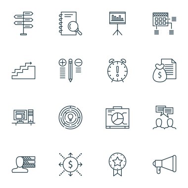 Zaman yönetimi, Kişisel Beceri ve analiz konuları üzerinde proje yönetimi simgeler kümesi. Düzenlenebilir vektör çizim. Kazanmak, zamanlama ve analiz vektör simgeler içerir.