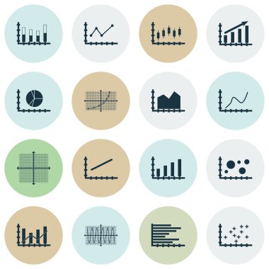 Grafikler, diyagramlar ve istatistik simgeler kümesi. Premium Kalite simgesi derleme. Simgeler, Web, uygulama ve kullanıcı arabirimi tasarımı için kullanılabilir. Vektör çizim, Eps10.
