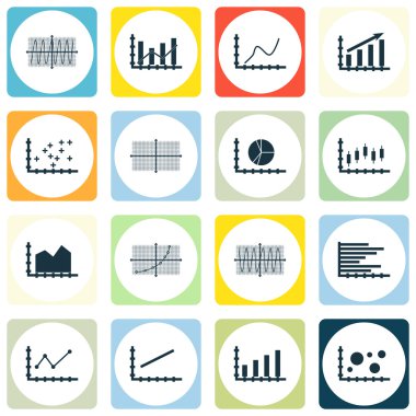 Grafikler, diyagramlar ve istatistik simgeler kümesi. Premium Kalite simgesi derleme. Simgeler, Web, uygulama ve kullanıcı arabirimi tasarımı için kullanılabilir. Vektör çizim, Eps10.