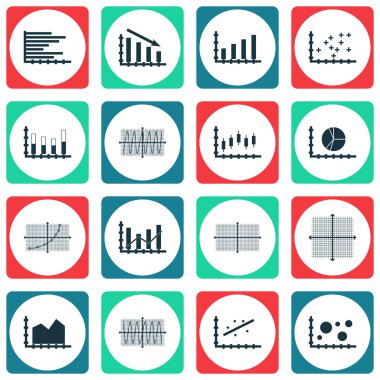 Grafikler, diyagramlar ve istatistik simgeler kümesi. Premium Kalite simgesi derleme. Simgeler, Web, uygulama ve kullanıcı arabirimi tasarımı için kullanılabilir. Vektör çizim, Eps10.