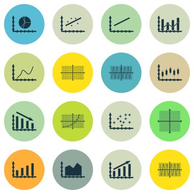Grafikler, diyagramlar ve istatistik simgeler kümesi. Premium Kalite simgesi derleme. Simgeler, Web, uygulama ve kullanıcı arabirimi tasarımı için kullanılabilir. Vektör çizim, Eps10.