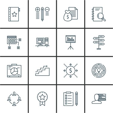 İşbirliği, rapor ve kişisel becerileri konularda proje yönetimi simgeler kümesi. Düzenlenebilir vektör çizim. İşbirliği, kazanmak ve para vektör simgeler içerir.