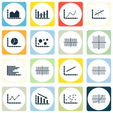 Grafikler, diyagramlar ve istatistik simgeler kümesi. Premium Kalite simgesi derleme. Simgeler, Web, uygulama ve kullanıcı arabirimi tasarımı için kullanılabilir. Vektör çizim, Eps10.