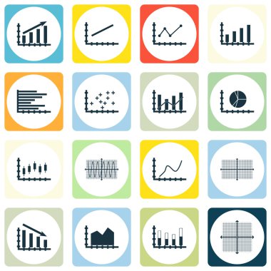 Grafikler, diyagramlar ve istatistik simgeler kümesi. Premium Kalite simgesi derleme. Simgeler, Web, uygulama ve kullanıcı arabirimi tasarımı için kullanılabilir. Vektör çizim, Eps10.