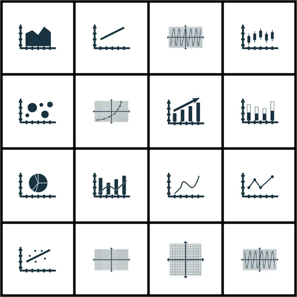 Conjunto de gráficos, diagramas e iconos estadísticos. Colección de Símbolos de Calidad Premium. Los iconos se pueden utilizar para el diseño de la tela, de la aplicación y de Ui. Ilustración vectorial, EPS10 . — Vector de stock