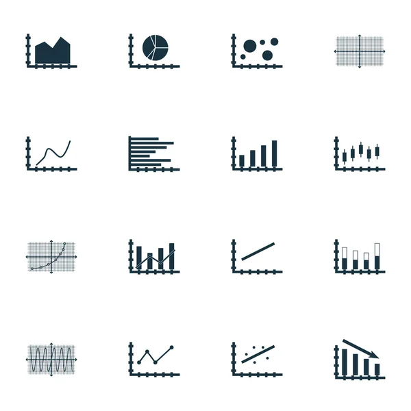 Uppsättning av grafer, diagram och statistik ikoner. Premium kvalitet Symbol Collection. Ikoner kan användas för webb, App och Ui Design. Vektorillustration, Eps10. — Stock vektor