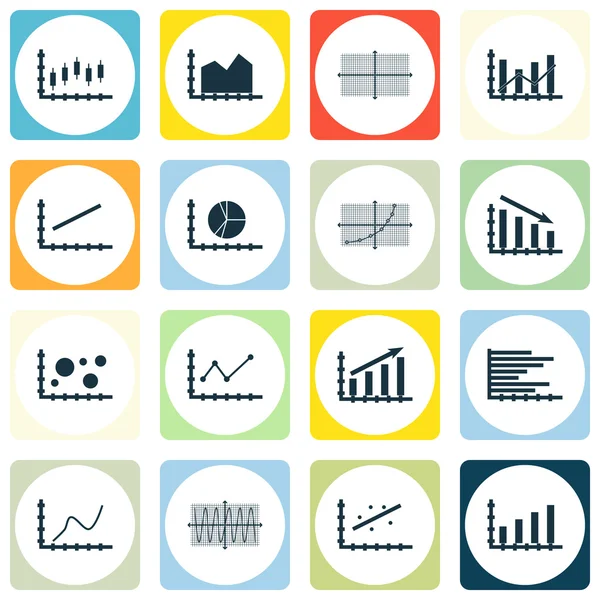 Sada grafy, diagramy a statistiky ikon. Prémiová kvalita Symbol kolekce. Ikony lze použít pro Web, aplikaci a Ui Design. Vektorové ilustrace, Eps10. — Stockový vektor