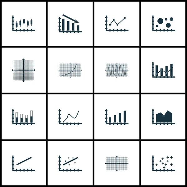 Conjunto de gráficos, diagramas e iconos estadísticos. Colección de Símbolos de Calidad Premium. Los iconos se pueden utilizar para el diseño de la tela, de la aplicación y de Ui. Ilustración vectorial, EPS10 . — Archivo Imágenes Vectoriales