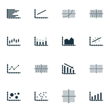 Grafikler, diyagramlar ve istatistik simgeler kümesi. Premium Kalite simgesi derleme. Simgeler, Web, uygulama ve kullanıcı arabirimi tasarımı için kullanılabilir. Vektör çizim, Eps10.