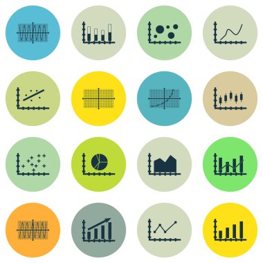Grafikler, diyagramlar ve istatistik simgeler kümesi. Premium Kalite simgesi derleme. Simgeler, Web, uygulama ve kullanıcı arabirimi tasarımı için kullanılabilir. Vektör çizim, Eps10.
