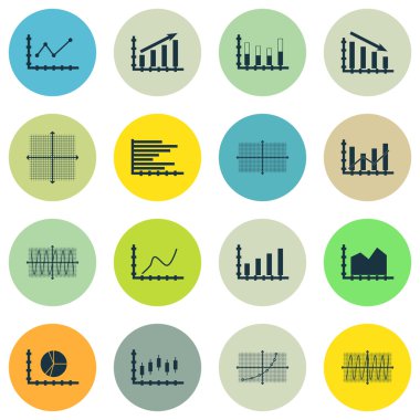 Grafikler, diyagramlar ve istatistik simgeler kümesi. Premium Kalite simgesi derleme. Simgeler, Web, uygulama ve kullanıcı arabirimi tasarımı için kullanılabilir. Vektör çizim, Eps10.