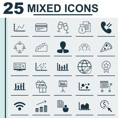 25 evrensel düzenlenebilir simgeler kümesi. Web, mobil ve App tasarım için kullanılabilir. Rapor, sıra grafik, zamanlama ve daha fazlası gibi simgeleri içerir.