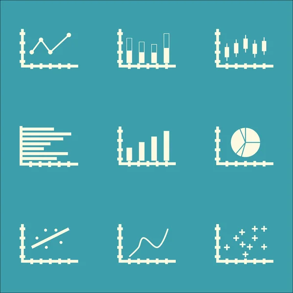Set Of Graphs, Diagrams And Statistics Icons. Premium Quality Symbol Collection. Icons Can Be Used For Web, App And UI Design. Vector Illustration, EPS10. — Stock Vector