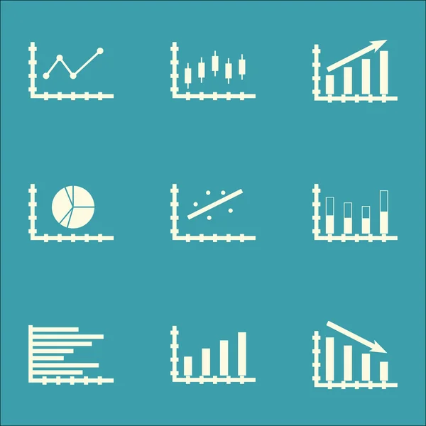 Conjunto de gráficos, diagramas e estatísticas ícones. Coleção de símbolos de qualidade premium. Ícones podem ser usados para Web, App e Ui Design. Ilustração vetorial, EPS10 . —  Vetores de Stock