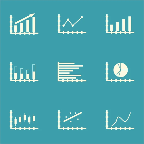 Conjunto de gráficos, diagramas e estatísticas ícones. Coleção de símbolos de qualidade premium. Ícones podem ser usados para Web, App e Ui Design. Ilustração vetorial, EPS10 . — Vetor de Stock