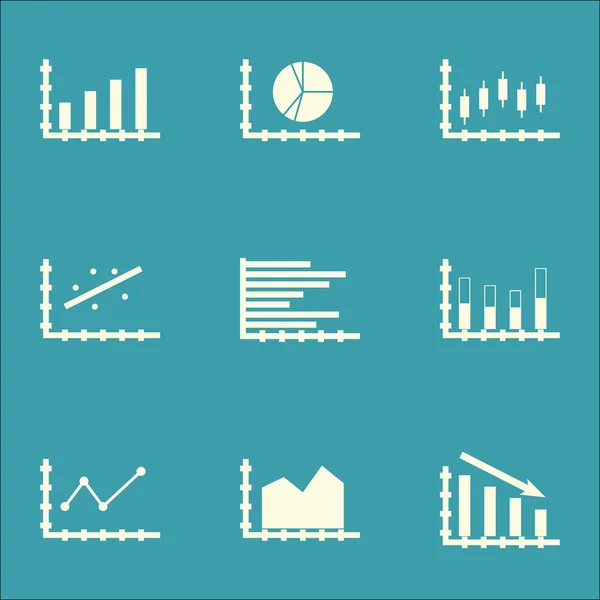 Conjunto de gráficos, diagramas e estatísticas ícones. Coleção de símbolos de qualidade premium. Ícones podem ser usados para Web, App e Ui Design. Ilustração vetorial, EPS10 . —  Vetores de Stock