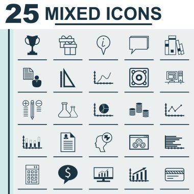 25 evrensel düzenlenebilir simgeler kümesi. Web, mobil ve App tasarım için kullanılabilir. Yatırım, rapor, para ve daha fazlası gibi simgeleri içerir.