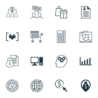 16 evrensel düzenlenebilir simgeler kümesi. Web, mobil ve App tasarım için kullanılabilir. Dynamics, rapor, tartışma ve daha fazlası gibi simgeleri içerir.