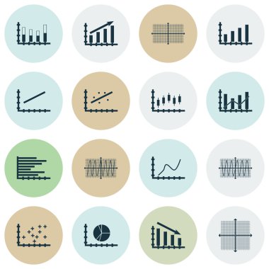 Grafikler, diyagramlar ve istatistik simgeler kümesi. Premium Kalite simgesi derleme. Simgeler, Web, uygulama ve kullanıcı arabirimi tasarımı için kullanılabilir. Vektör çizim, Eps10.