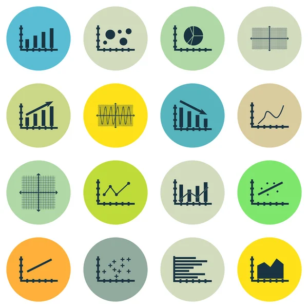 Set Of Graphs, Diagrams And Statistics Icons. Premium Quality Symbol Collection. Icons Can Be Used For Web, App And UI Design. Vector Illustration, EPS10. — Stock Vector