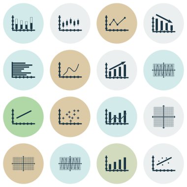 Grafikler, diyagramlar ve istatistik simgeler kümesi. Premium Kalite simgesi derleme. Simgeler, Web, uygulama ve kullanıcı arabirimi tasarımı için kullanılabilir. Vektör çizim, Eps10.