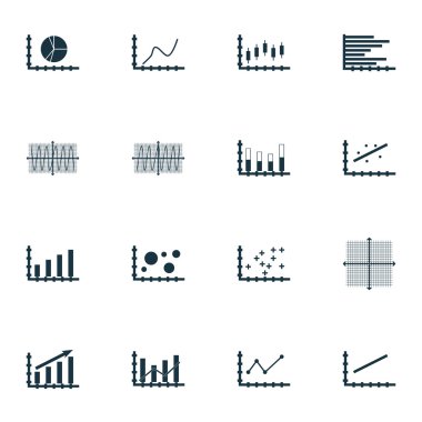 Grafikler, diyagramlar ve istatistik simgeler kümesi. Premium Kalite simgesi derleme. Simgeler, Web, uygulama ve kullanıcı arabirimi tasarımı için kullanılabilir. Vektör çizim, Eps10.