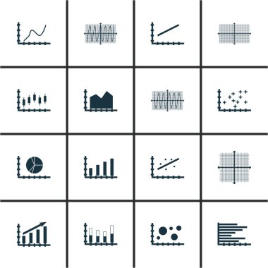 Grafikler, diyagramlar ve istatistik simgeler kümesi. Premium Kalite simgesi derleme. Simgeler, Web, uygulama ve kullanıcı arabirimi tasarımı için kullanılabilir. Vektör çizim, Eps10.