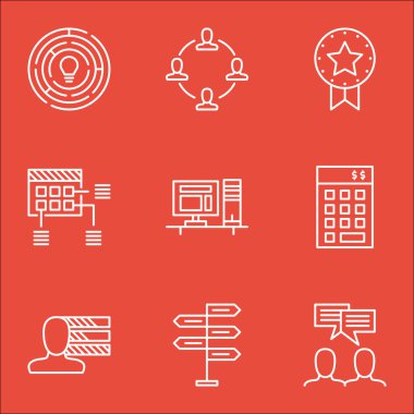 Fırsat, işbirliği ve tartışma konuları üzerinde proje yönetimi simgeler kümesi. Düzenlenebilir vektör çizim. Plan, kazanmak ve yatırım vektör simgeler içerir.