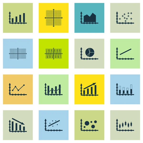 Serie di grafici, diagrammi e icone statistiche. Collezione Premium Quality Symbol. Le icone possono essere utilizzate per Web, App e Ui Design. Illustrazione vettoriale, EPS10 . — Vettoriale Stock