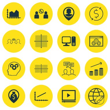 16 evrensel düzenlenebilir simgeler kümesi. Web, mobil ve App tasarım için kullanılabilir. Paralar büyüme, para Trasnfer ve daha fazla para gezinti gibi simgeleri içerir.