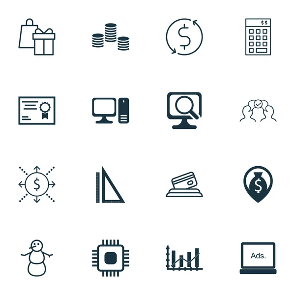 Set van 16 universele bewerkbare iconen. Kan worden gebruikt voor Web, mobiel en App Design. Bevat pictogrammen zoals digitale Media, Laptop, Winter en meer. — Stockvector