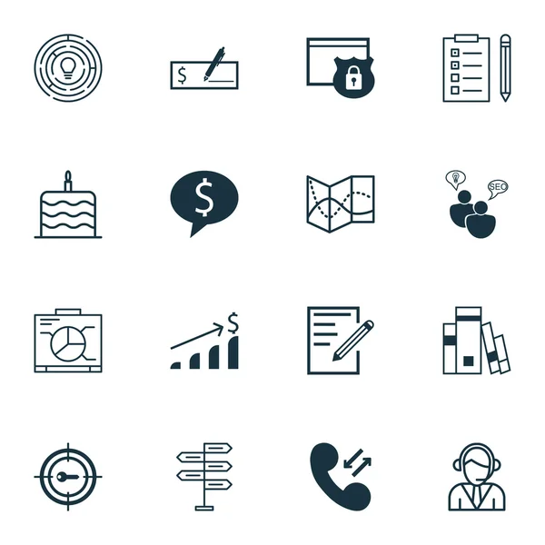 Conjunto de 16 iconos editables universales. Puede ser utilizado para el diseño web, móvil y de aplicaciones. Incluye iconos como inversión exitosa, pago bancario, datos celulares y más . — Vector de stock