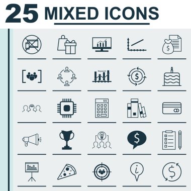 25 evrensel düzenlenebilir simgeler kümesi. Web, mobil ve App tasarım için kullanılabilir. Uyarı mektubu, medya kampanyası, para Trasnfer ve daha fazlası gibi simgeleri içerir.