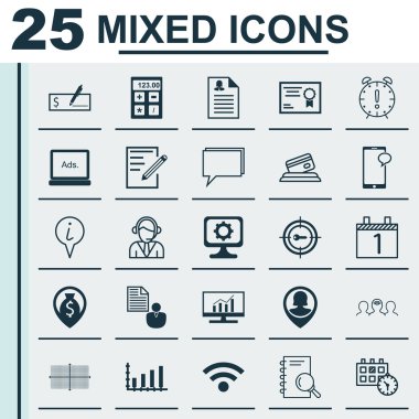 25 evrensel düzenlenebilir simgeler kümesi. Web, mobil ve App tasarım için kullanılabilir. Para gezinti, bilgi işaretçi, rapor ve daha fazlası gibi simgeleri içerir.