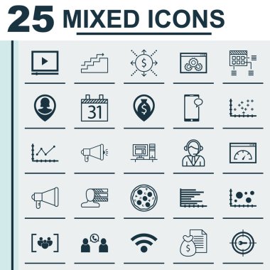 25 evrensel düzenlenebilir simgeler kümesi. Web, mobil ve App tasarım için kullanılabilir. Anket, mesajlaşma, operatör ve daha fazlası gibi simgeleri içerir.