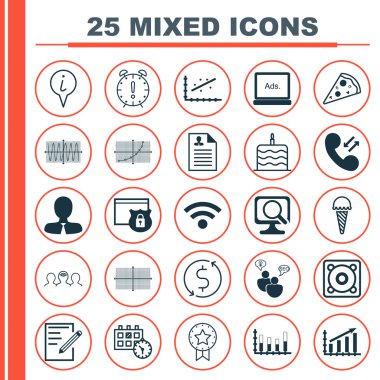 25 evrensel düzenlenebilir simgeler kümesi. Web, mobil ve App tasarım için kullanılabilir. Bilgi: işaretçi, dizüstü bilgisayar, güvenlik ve daha fazlası gibi simgeleri içerir.