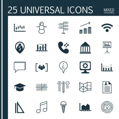 25 evrensel düzenlenebilir simgeler kümesi. Web, mobil ve App tasarım için kullanılabilir. Özgeçmiş, yol haritası, satır kılavuzunu gibi simgeleri ve daha fazlasını içerir.