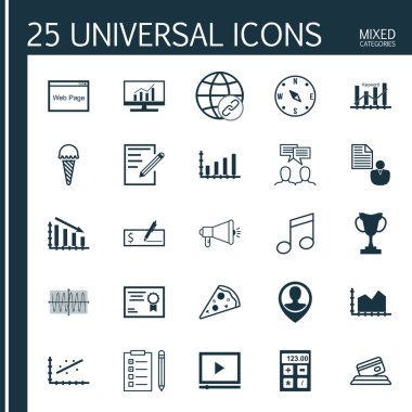 25 evrensel düzenlenebilir simgeler kümesi. Web, mobil ve App tasarım için kullanılabilir. Tartışma, Web sitesi, bağlantılar ve daha fazlası gibi simgeleri içerir.